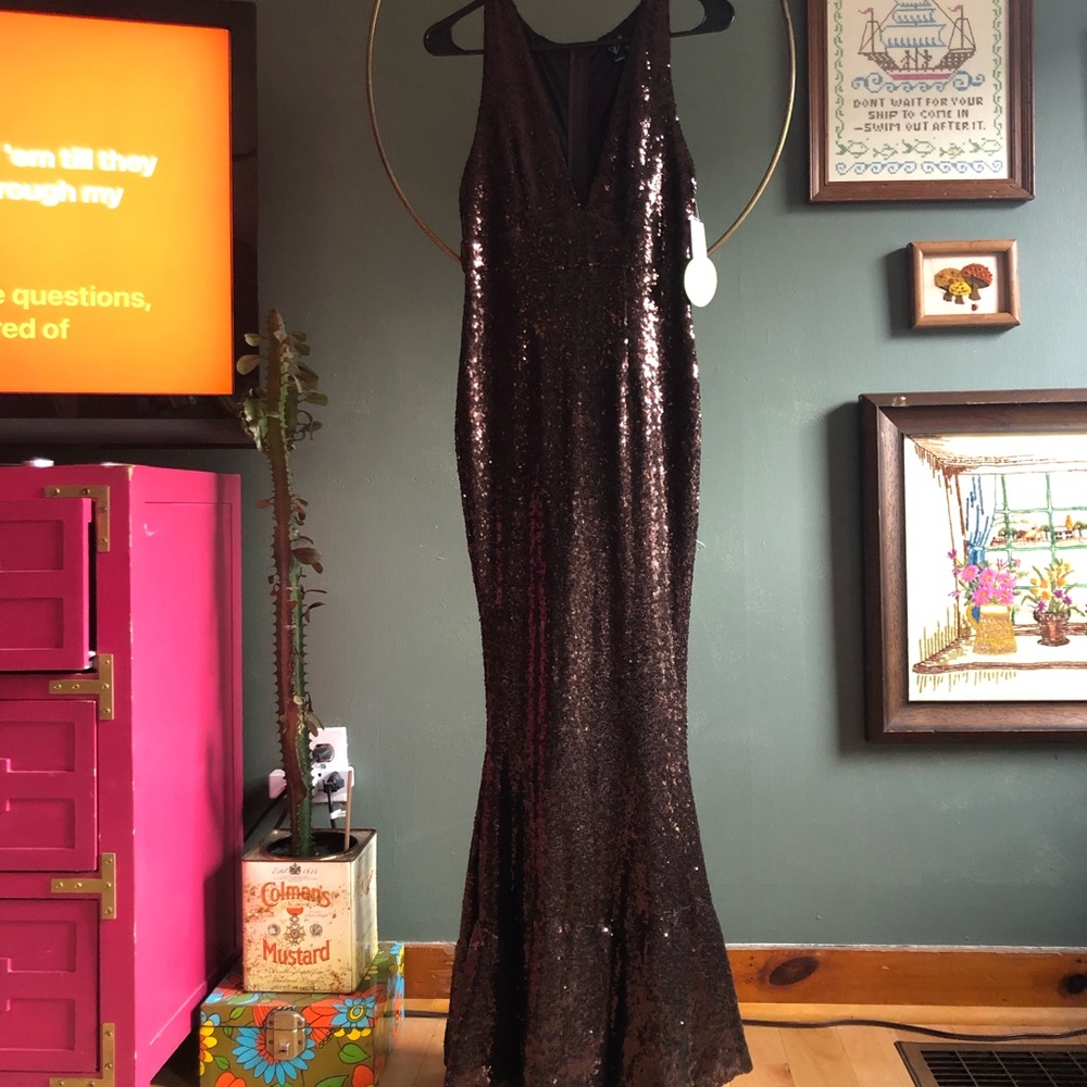 Dark Espresso sequined gown